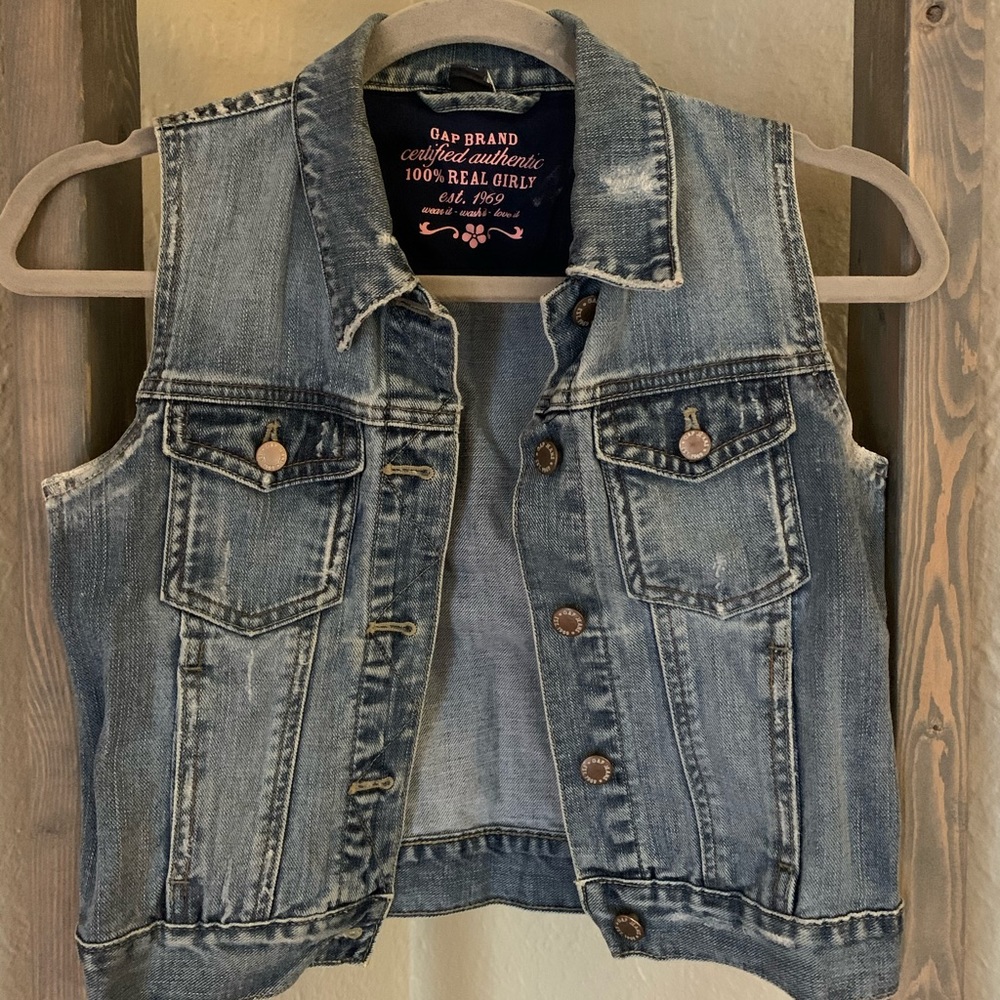 Distressed Denim Vest